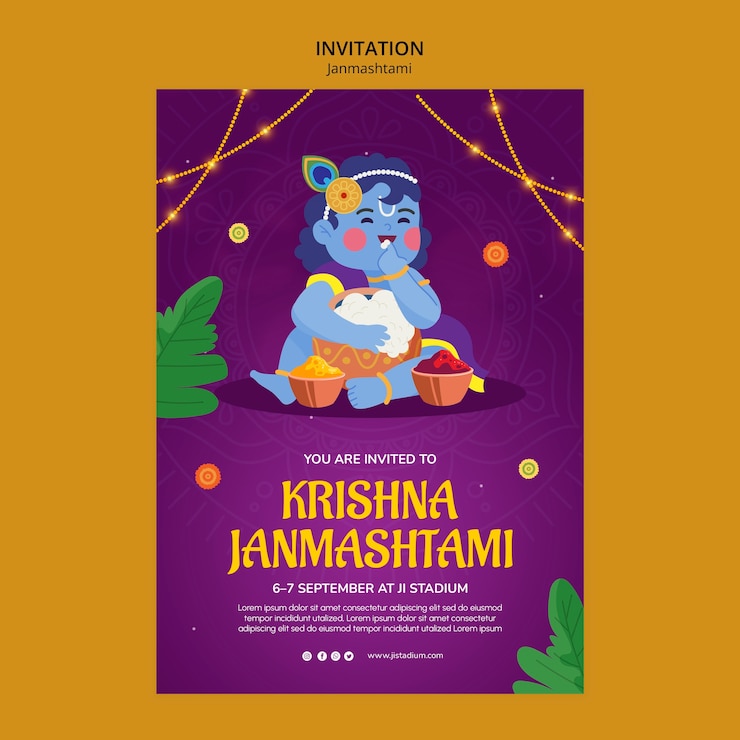 PSD grátis design de modelo de janmashtami