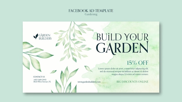 PSD grátis design de modelo de jardinagem em aquarela