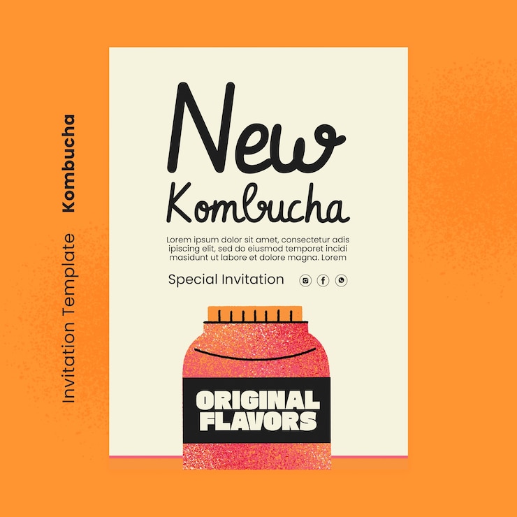 PSD grátis design de modelo de kombuchá