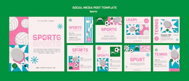 Design de modelo de mídia social do instagram de esporte