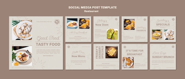Design de modelo de mídia social do instagram de restaurante