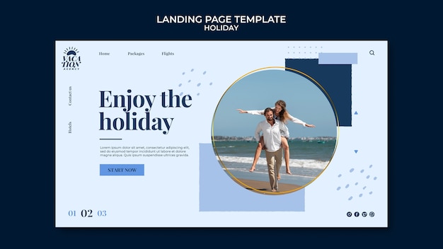 PSD grátis design de modelo de página de destino de férias de design plano