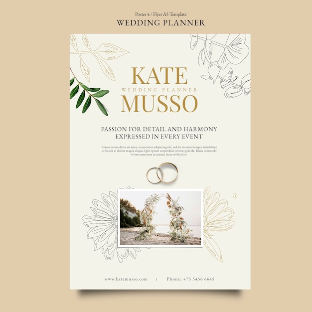 Design de modelo de planejador de casamento