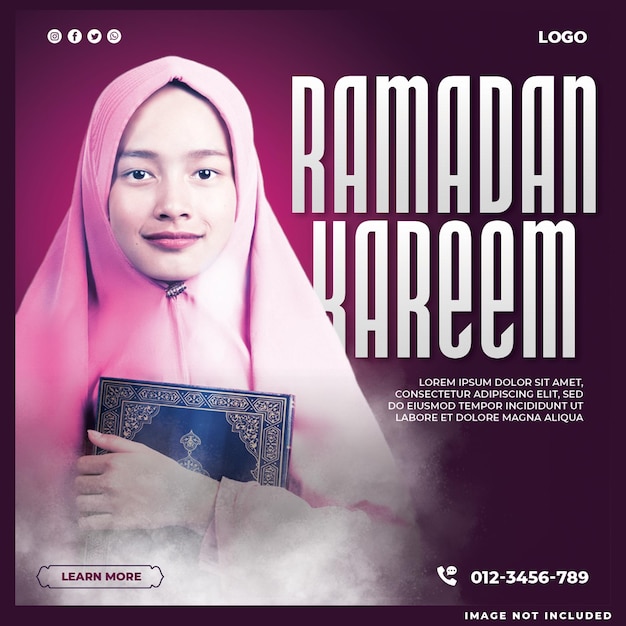 PSD grátis design de modelo de postagem de mídia social de ramadan kareem