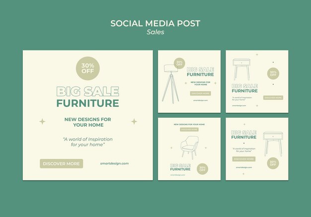 Design de modelo de postagem de mídia social de vendas
