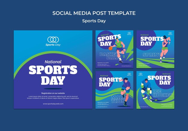 Design de modelo de postagem do instagram de dia de esportes
