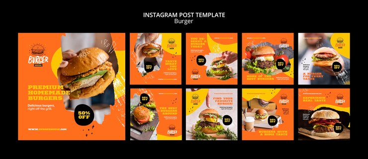 PSD grátis design de modelo de postagem do instagram de hambúrguer