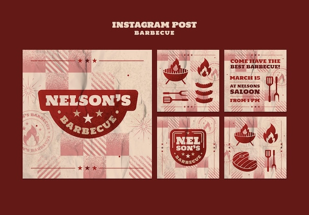 PSD grátis design de modelo de postagem no instagram para churrasco