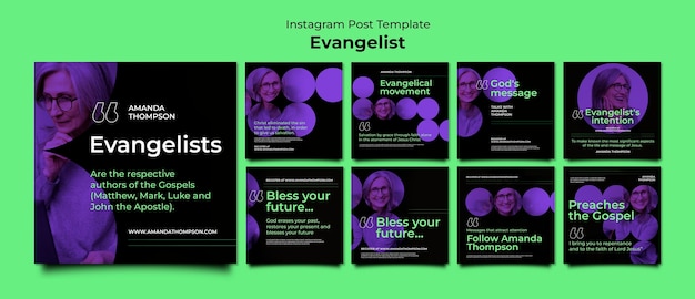 PSD grátis design de modelo de postagens do instagram de evangelista