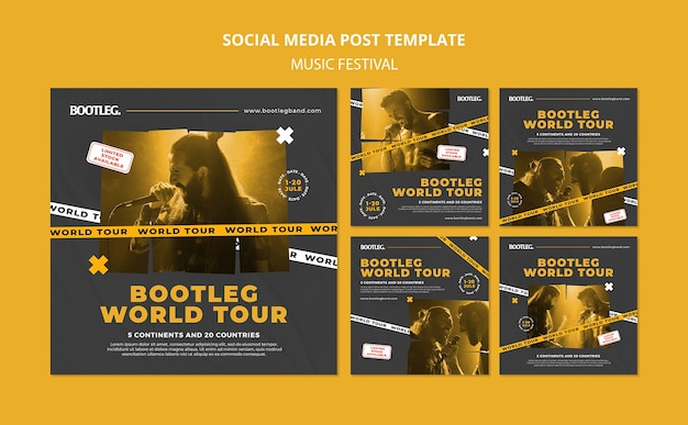 PSD grátis design de modelo de postagens do instagram de festival de música