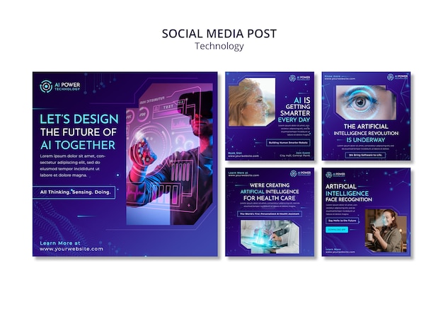 PSD grátis design de modelo de postagens do instagram de tecnologia