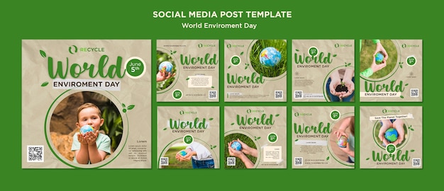 Design de modelo de postagens do instagram do dia mundial do meio ambiente