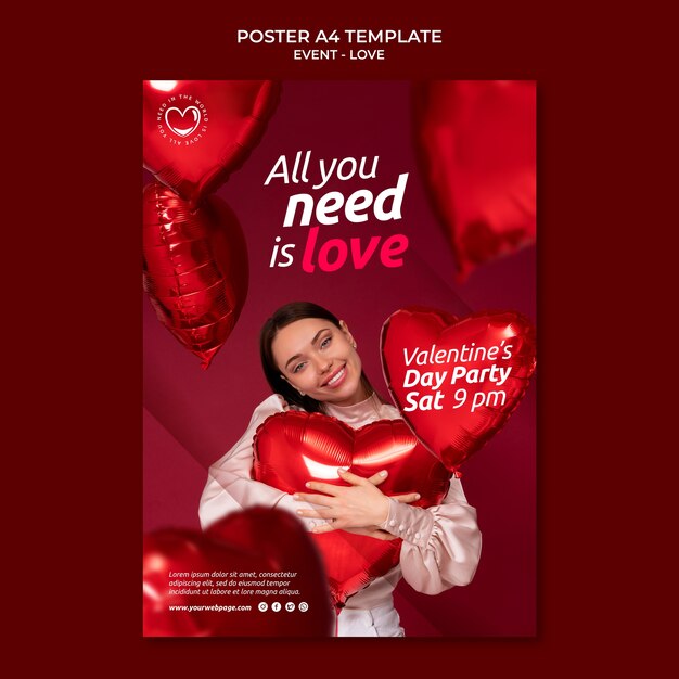Design de modelo de pôster de evento de amor