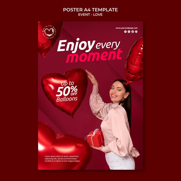 Design de modelo de pôster de evento de amor