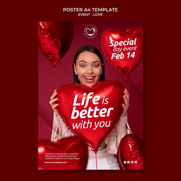Design de modelo de pôster de evento de amor