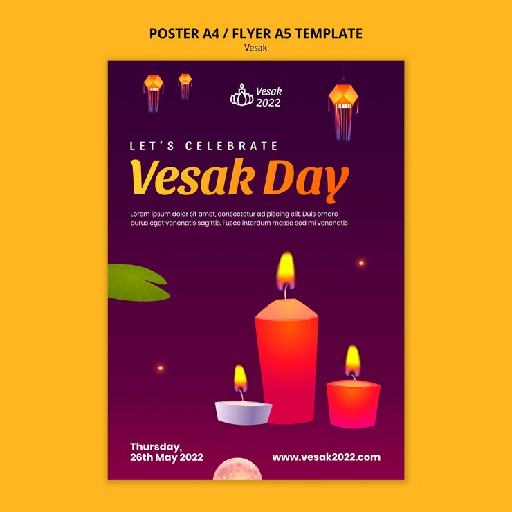 PSD grátis design de modelo de pôster vesak gradiente