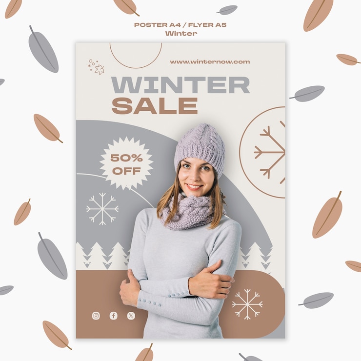 PSD grátis design de modelo de venda de inverno