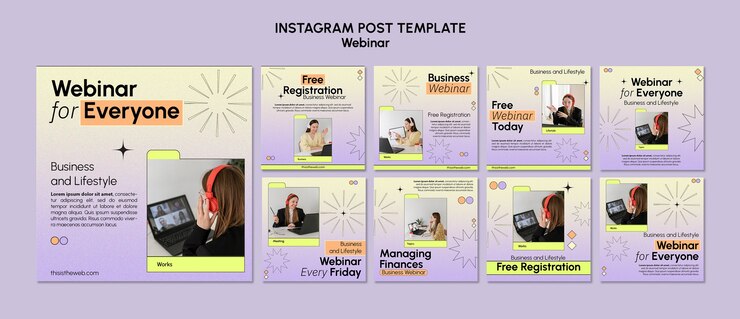 PSD grátis design de modelo de webinar gradiente