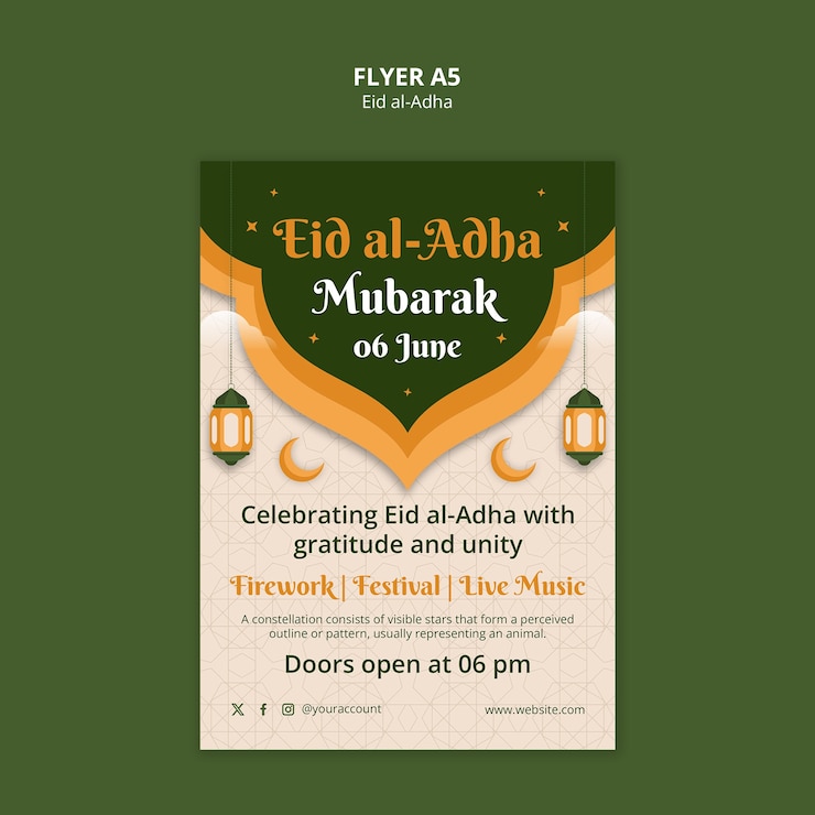 PSD grátis design de modelo para eid al-adha