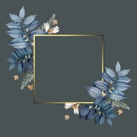 Design de moldura dourada floral vazia