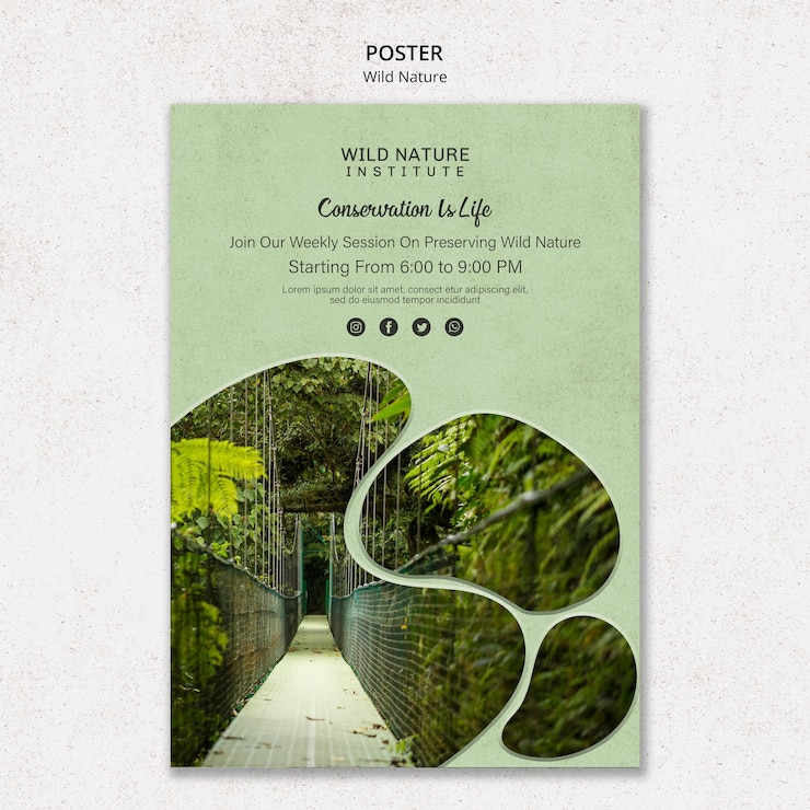 PSD grátis design de natureza selvagem para modelo de cartaz
