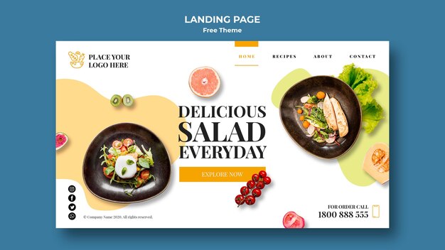 PSD grátis design de página de destino de comida saudável