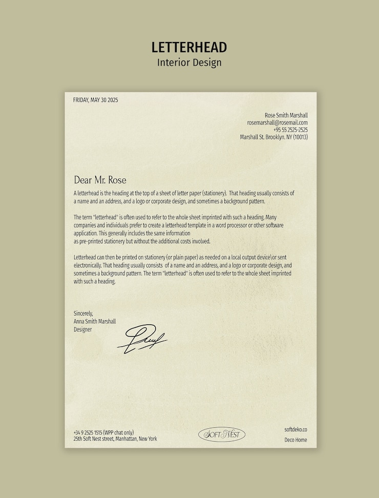 PSD grátis design de papel timbrado para empresa de design de interiores