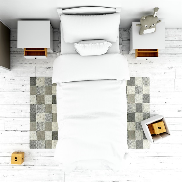 PSD grátis design de quarto de cama interior