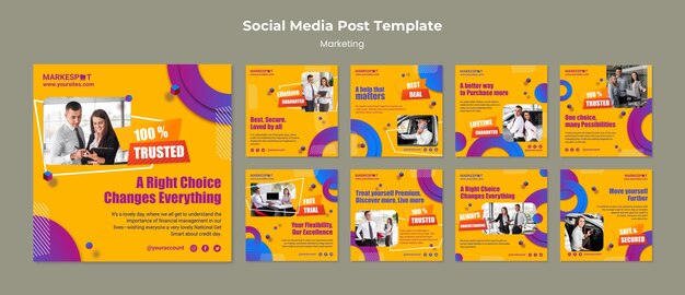 Design do modelo de postagem do Instagram de marketing