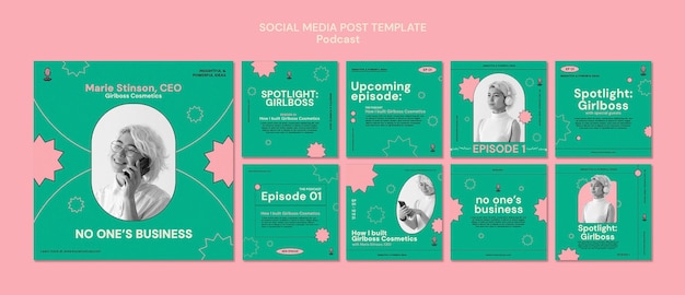 PSD grátis design do modelo de postagens do instagram para podcast