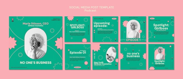 Design do modelo de postagens do instagram para podcast