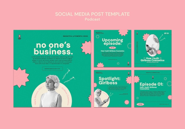 Design do modelo de postagens do instagram para podcast