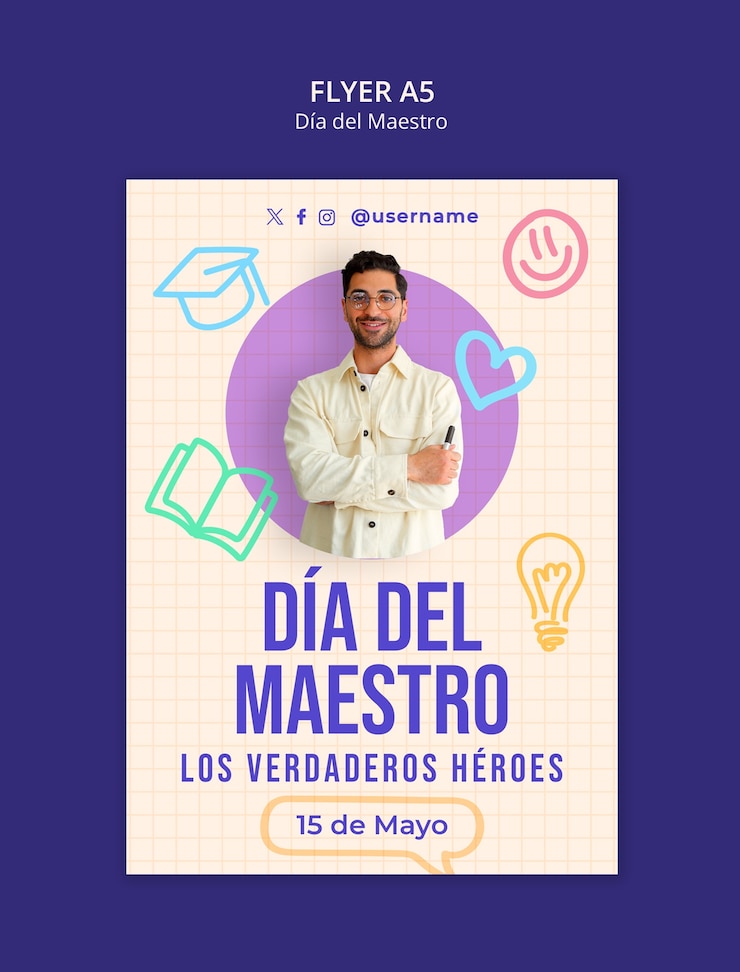 PSD grátis design do modelo dia del maestro