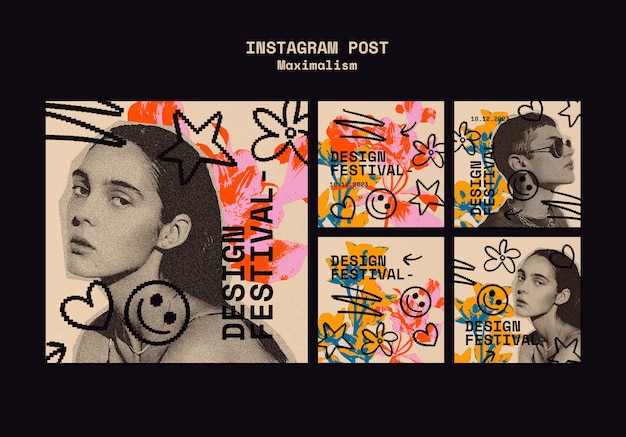 PSD grátis design festival postagens no instagram