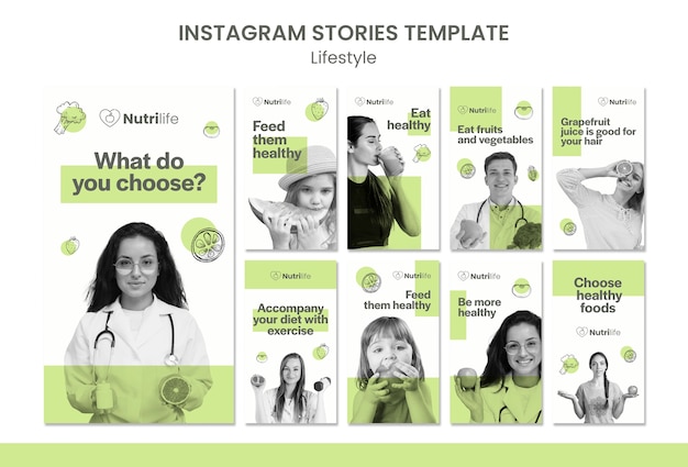Design plano de modelo de estilo de vida de histórias do instagram