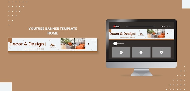 PSD grátis design plano design de interiores banner do youtube