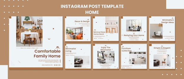 PSD grátis design plano design de interiores postagens de instagram