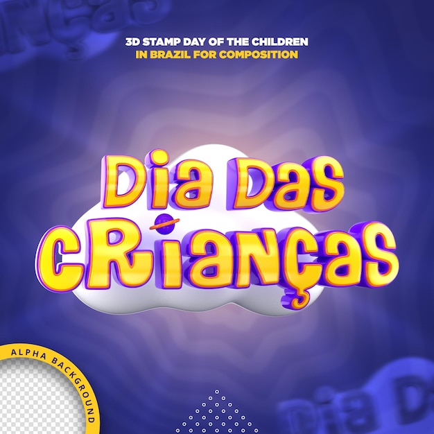 PSD grátis dia 3d do selo das crianças no brasil para composição