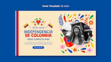 PSD grátis dia da independência da colômbia capa do youtube