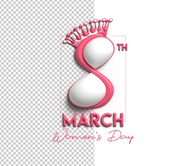 Dia da mulher - 8 de março espaço de seu texto 3d render ilustração design.