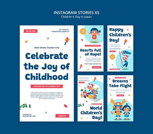 Dia das Crianças no Japão Celebração Instagram Stories