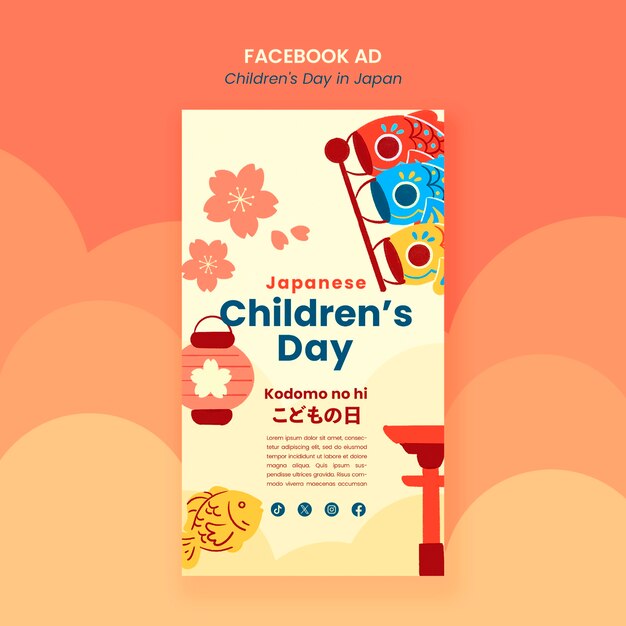 Dia das Crianças no Japão celebração modelo de Facebook