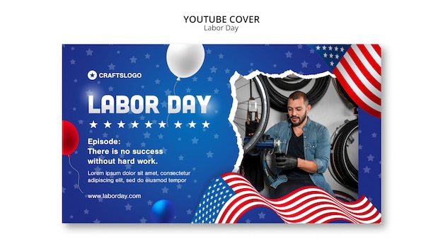 Dia do trabalho nos modelo de capa do youtube