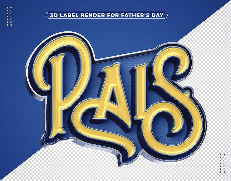 PSD grátis dia dos pais 3d logotipo azul com amarelo realista para composições