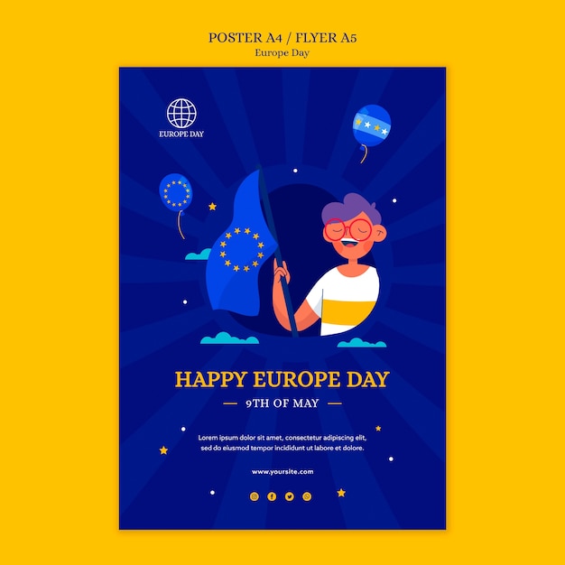 PSD grátis dia europeu de design plano