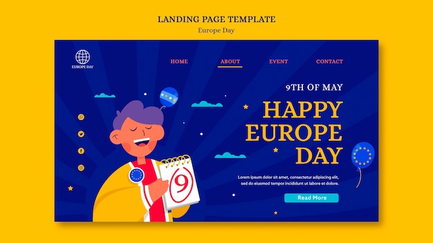 PSD grátis dia europeu de design plano