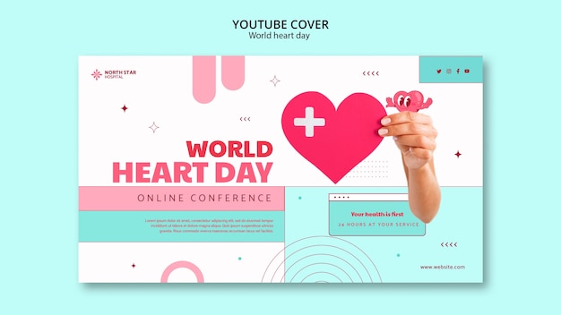 PSD grátis dia mundial do coração capa do youtube