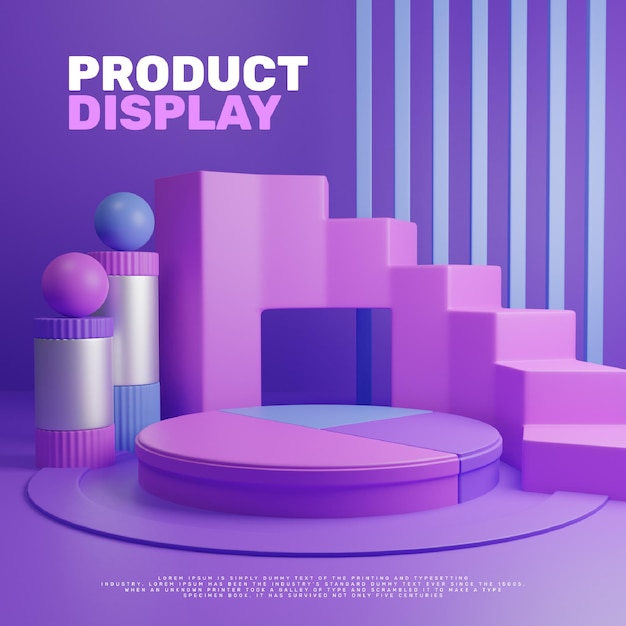 Display 3d realista moderno e colorido para produtos de pódio