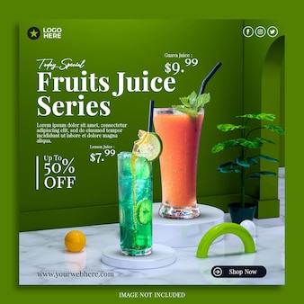 Display do menu de suco de frutas com fundo 3d pódio para modelo de postagem em mídia social