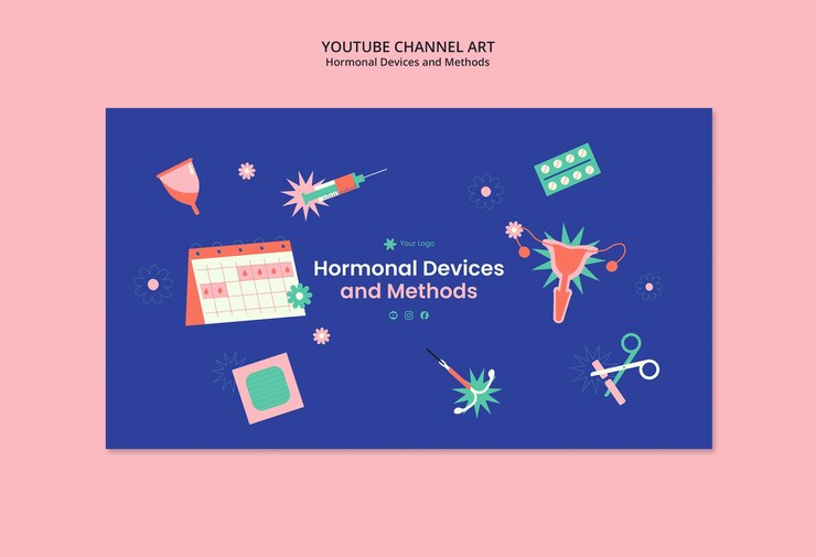 PSD grátis dispositivos e métodos hormonais design de modelo de arte de canal do youtube